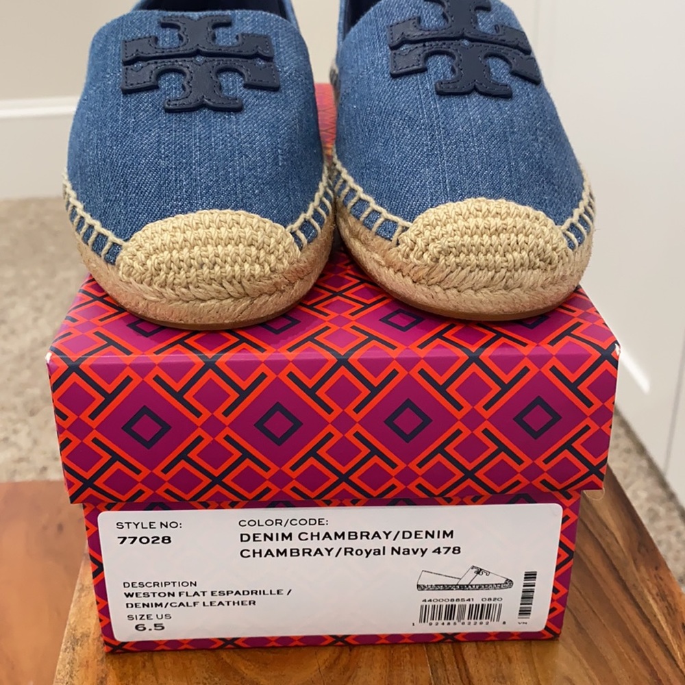 Tory Burch Weston NIB flat Espadrille chambray - Picture 11 of 11